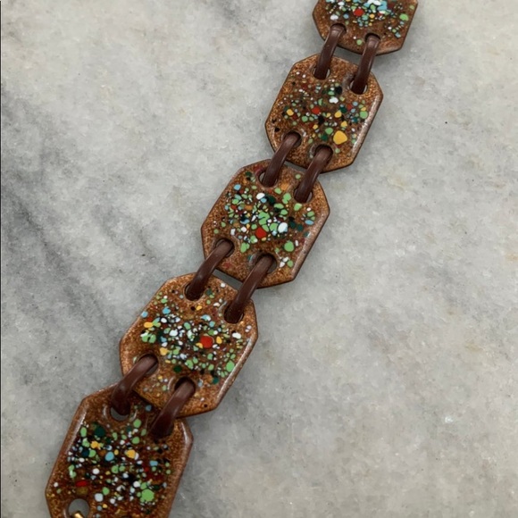 VTG Kay Denning Style Modernist Enamel Bracelet - Picture 1 of 2